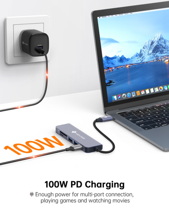 Set Hub USB-C 6-in-1 NOVOO® R6 PD + Hub USB 3.0 [4]