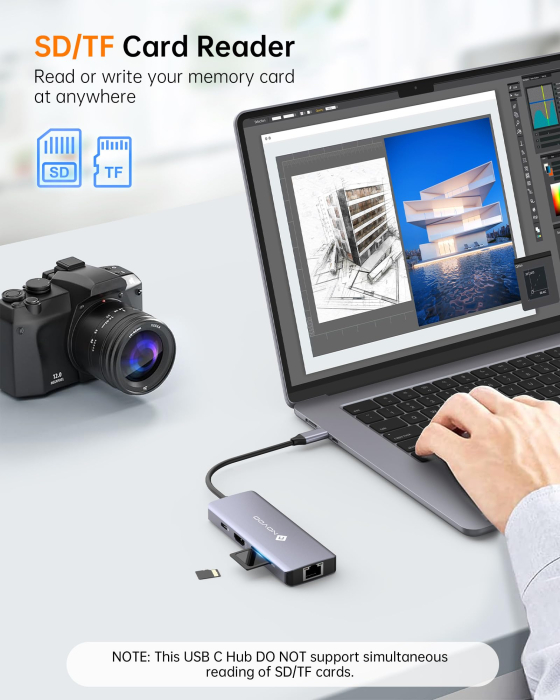 Set Hub USB-C 8-in-1 NOVOO® R8C Pro + Hub USB 3.0 [6]