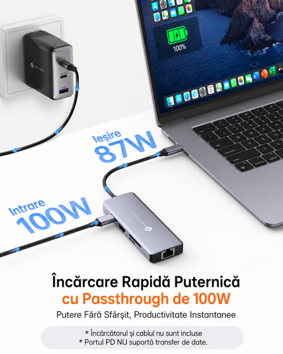 Set Hub USB-C 8-in-1 NOVOO® R8C Pro + Hub USB 3.0 [8]