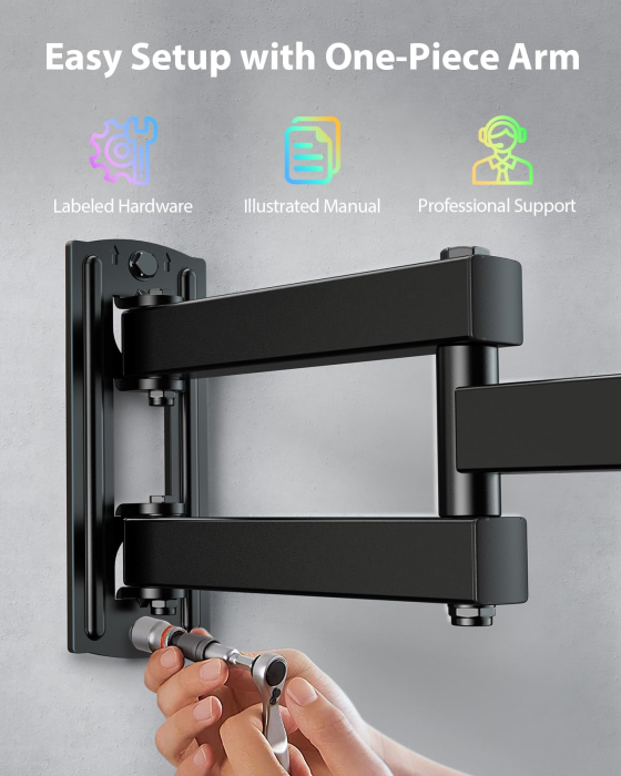 Pachet Suport TV de Perete PERLESMITH® cu Lumina LED + Cutter [4]