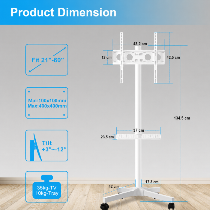 Suport TV pentru televizor 21-60 inch, Alb [2]