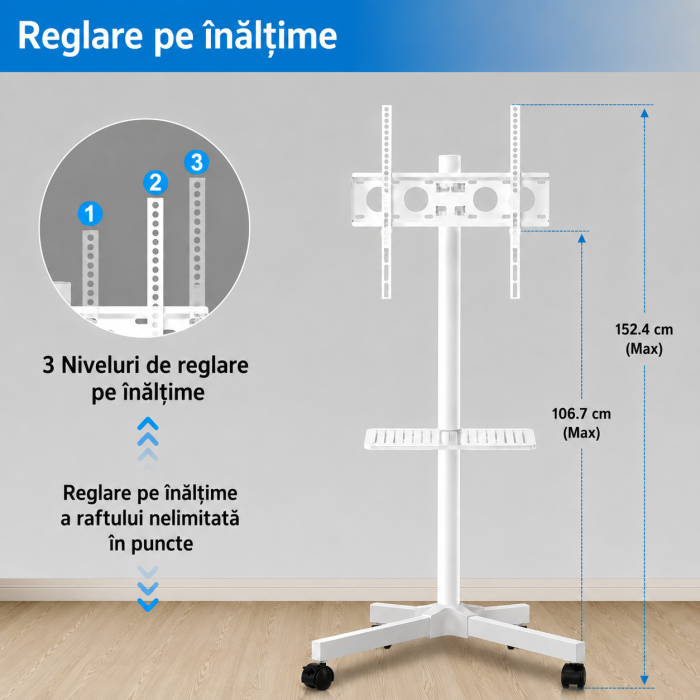 Suport TV pentru televizor 21-60 inch, Alb [3]