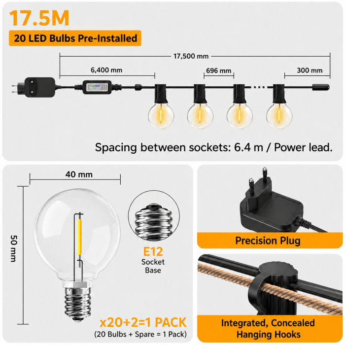 Ghirlanda luminoasa Smart LED pentru exterior, lungime 17.5 m [2]