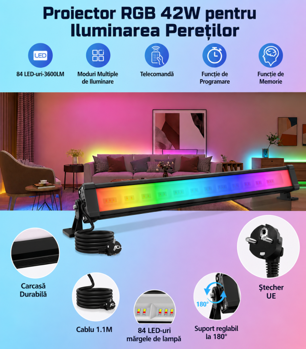 AM342 - Set 2 Proiectoare LED Liniar RGB 44 cm [2]