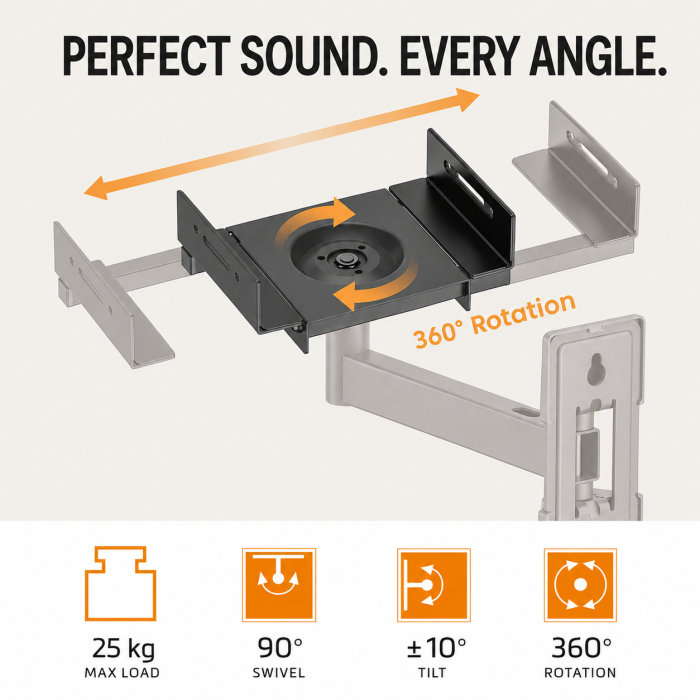 Set 2 Suporturi Boxe Perete, 25 kg/Suport, Rotatie 360°, Reglabile + Cutter 130 mm [2]