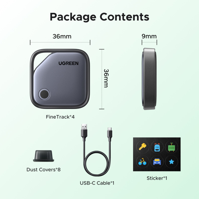 Set 4 Trackere Bluetooth Android, Google Find Hub, USB-C, Autonomie pana la 12 Luni [3]
