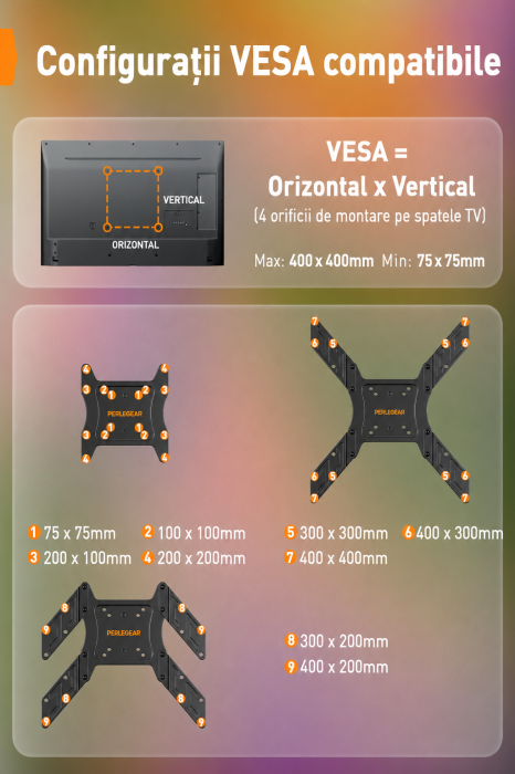 Suport TV 25-65 inch LED RGB, Brat Articulat, VESA 400x400, 45 kg + Cutter [3]