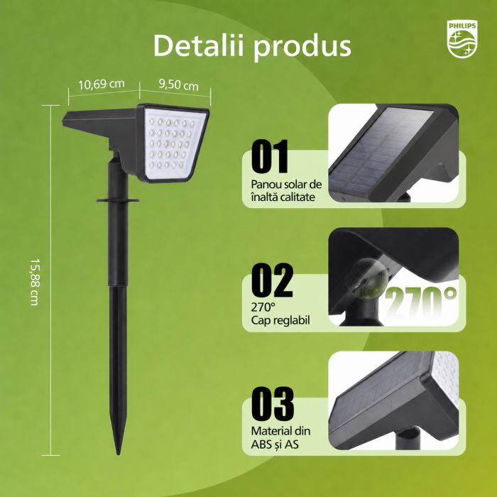 Set 4 Lampi Solare LED Exterior, 28 LED, 1200 mAh, Montaj 2 in 1 + Cutter 130 mm [3]