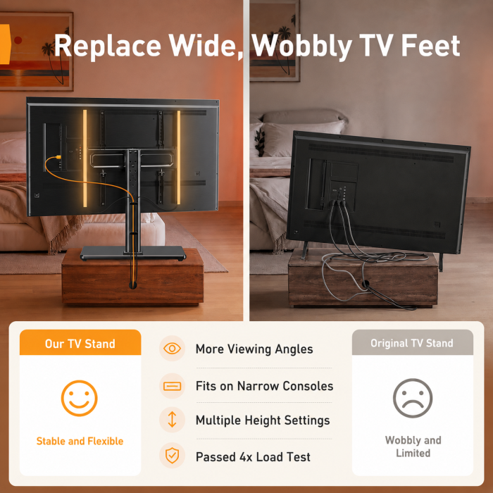 Suport TV Masa 24-60 inch, LED RGB, Rotire ±50°, VESA 400x400, 45 kg + Cutter [4]