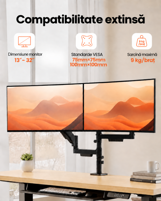 Suport profesional ErGear pentru 2 monitoare 13-32 inch [2]