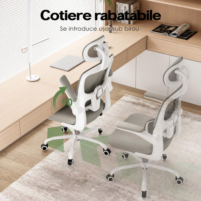Scaun ergonomic de birou alb-gri [5]