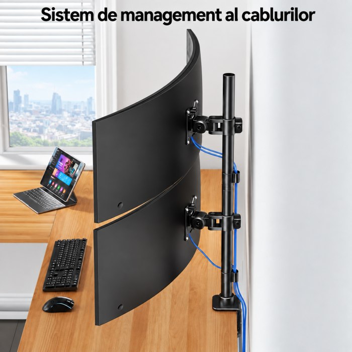 Suport 2 Monitoare 17-49 inch, Vertical, 20 kg/Brat, VESA [6]