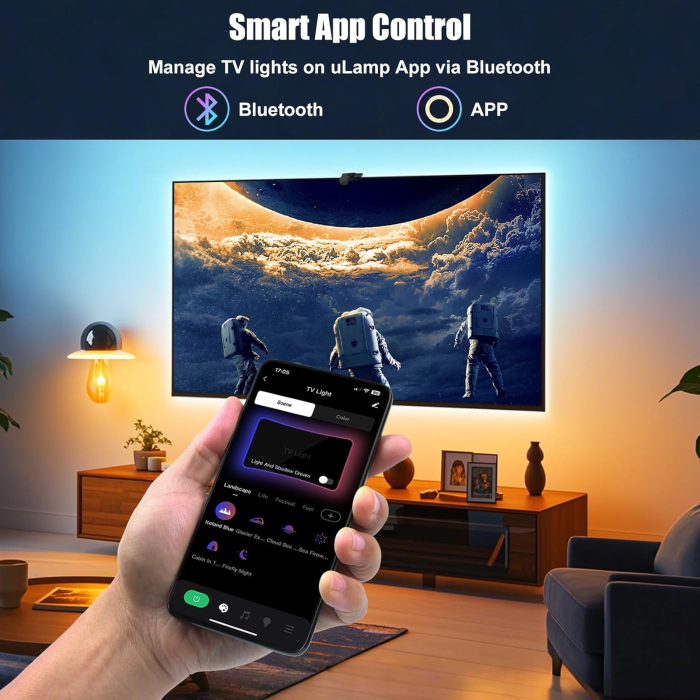 Banda LED TV Smart 4m AR Colour Sync, RGB IC, Sincronizare Muzica, Control Bluetooth si Telecomanda, pentru TV 55–65 inch [4]