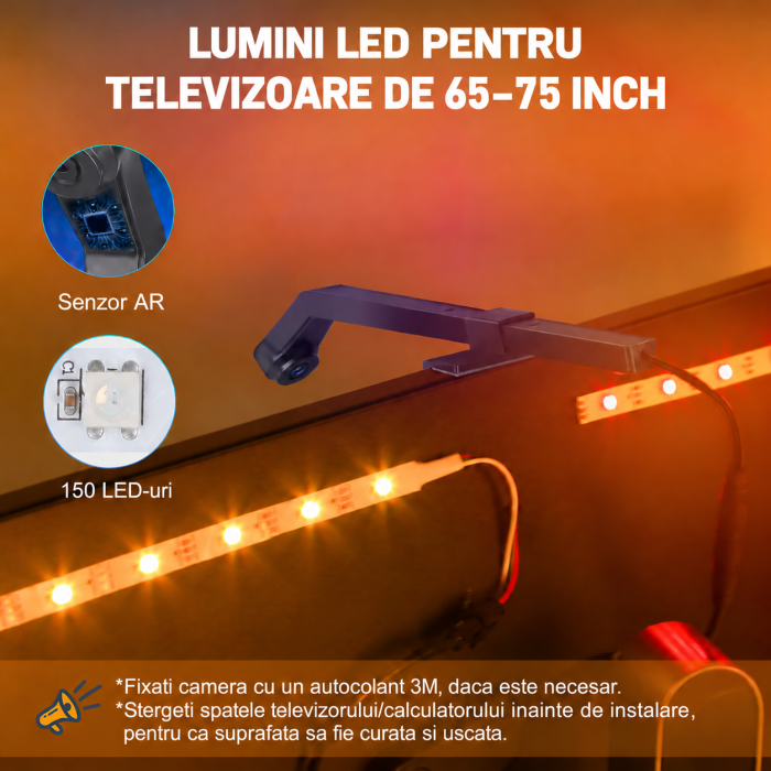 Banda LED TV Smart 5m, RGB IC, AR Colour Sync, 75-85 inch [2]
