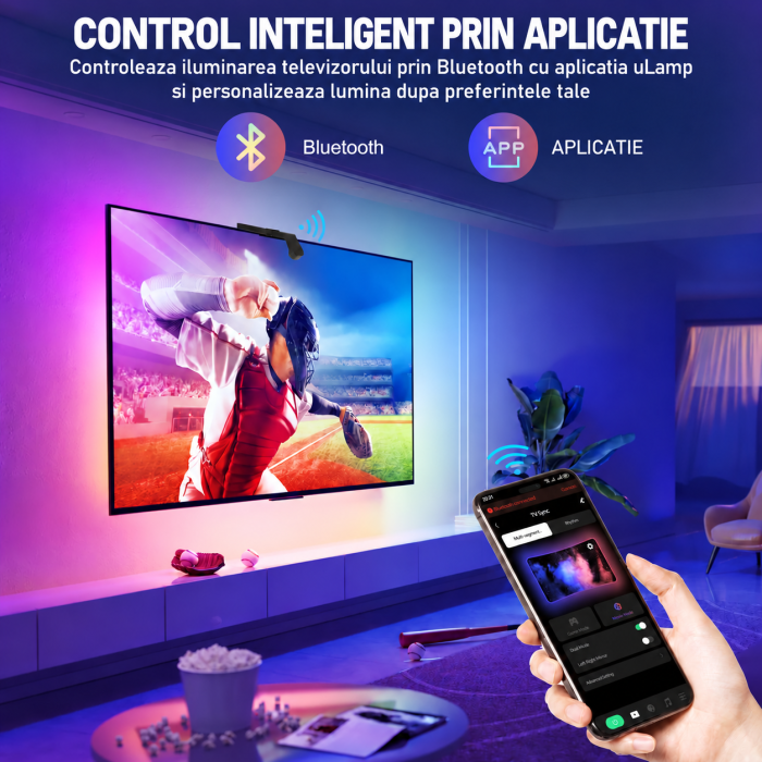 Banda LED TV Smart 5m, RGB IC, AR Colour Sync, 75-85 inch [6]