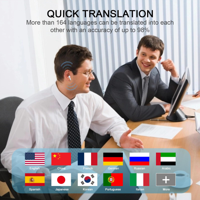 Casti Translator AI 2026 3 in 1, Traducere Vocala 164 Limbi, Bluetooth 5.4, 6 Moduri Traducere, AI Chat, Display LED, 42H Autonomie, IPX7, iOS Android Windows [7]
