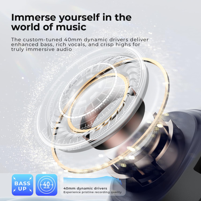 Casti Wireless Over-Ear Bluetooth Havit® H612BT PRO cu Anulare Activa a Zgomotului, Aplicatie Mobila, Mod Equalizer, Latenta Redusa 60ms pentru Gaming, Bass Puternic, Pliabile, Autonomie 50 Ore, Mod Joc, Casti Premium pentru Muzica si Jocuri, Negru [6]