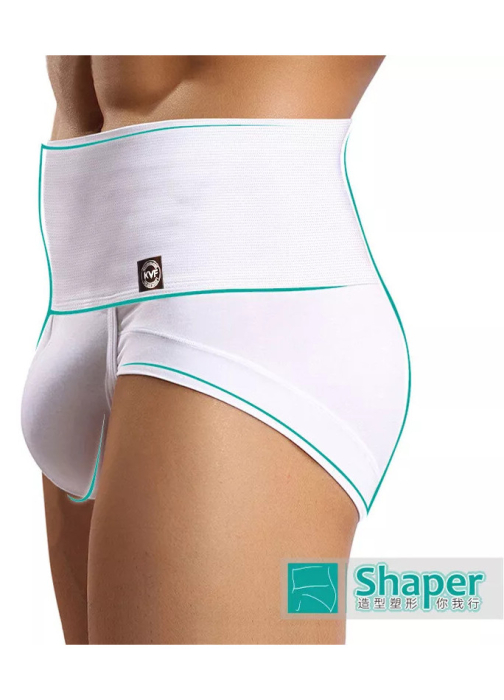 Chiloti barbati 3XL cu talie inalta AdyMel®, set 2 buc, modelatori confort plus, bumbac 60% si poliester 40%, pentru supraponderali, sustinere lombara, protectie spate, albi [3]