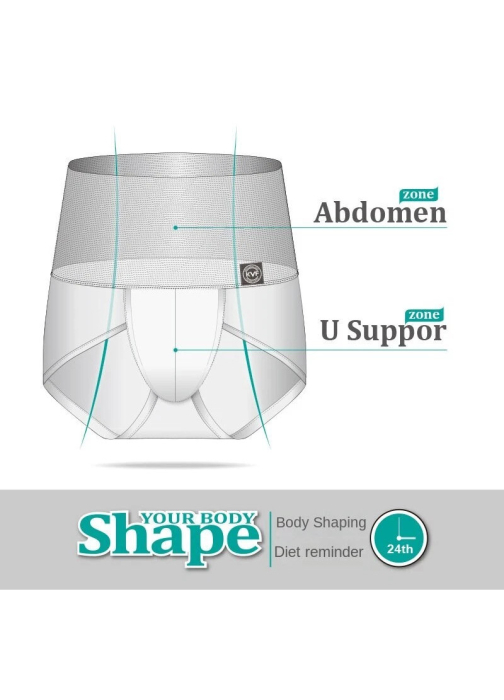 Chiloti barbati 3XL cu talie inalta AdyMel®, set 2 buc, modelatori confort plus, bumbac 60% si poliester 40%, pentru supraponderali, sustinere lombara, protectie spate, albi [2]