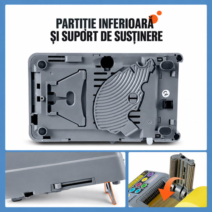 Dispenser automat cutter electric Vevor®, banda adeziva, banda satin, banda hartie, banda scotch, capacitate de taiere duala, setari de lungime personalizabile, priza eu, afisaj digital, mod automat si manual, cutter banda profesional [9]