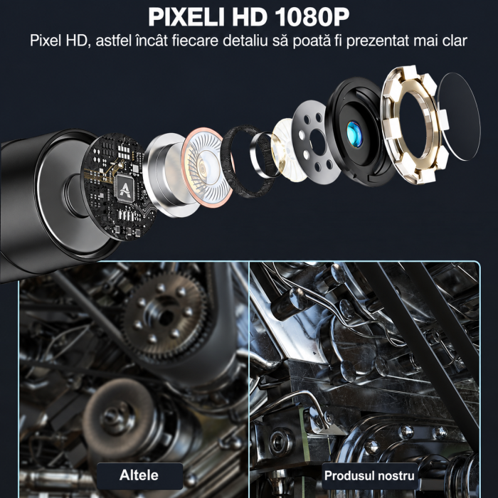 Endoscop industrial HANMATEK® 1080P – IP67, cablu 5 m, ecran 4,3", LED reglabil. [6]
