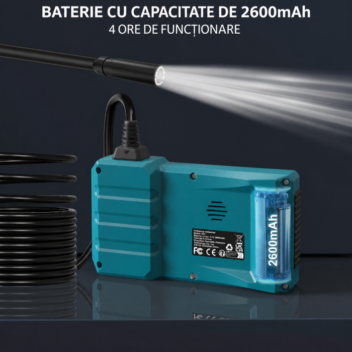 Endoscop industrial HANMATEK® 1080P – IP67, cablu 5 m, ecran 4,3", LED reglabil. [3]