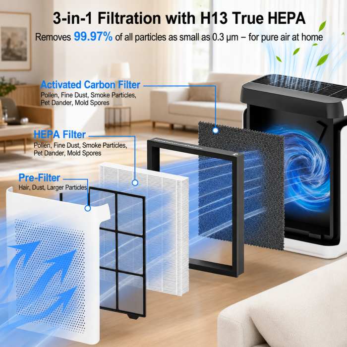 Set 2 x Filtru Hepa H13 Compatibil cu Levoit Vital 100S [3]