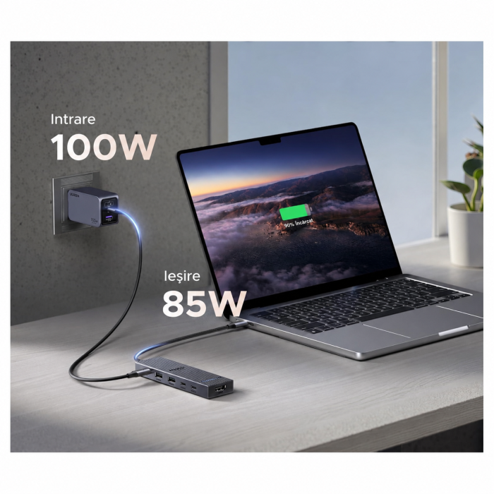 AM288 - Hub USB-C UGREEN 6 in 1 Revodok Pro 10 Gbps cu HDMI 4K@60Hz – Adaptor USB-C cu 2 x USB-A 3.2 si 2 x USB-C 3.2, PD 100W, Aliaj Aluminiu, Gri [2]