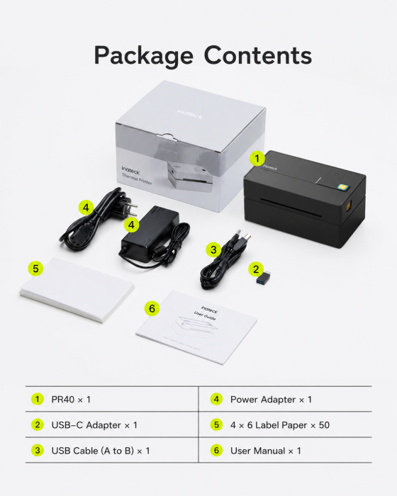 Imprimanta Termica pentru Etichete si AWB-uri 100x150 mm, 4 x 6, Compatibila Etichete Format A6, Portabila, 203 DPI, Fara Cerneala, Toner, Conectare Bluetooth si USB, Compatibila iOS, Android, Windows, MacOS, Negru [2]