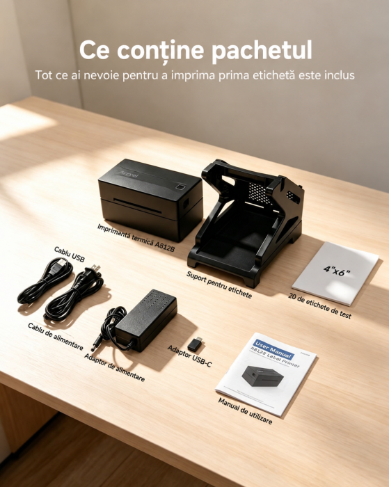 Imprimanta Termica AWB 4x6, Bluetooth, USB, 203 DPI, 180 mm/s [5]