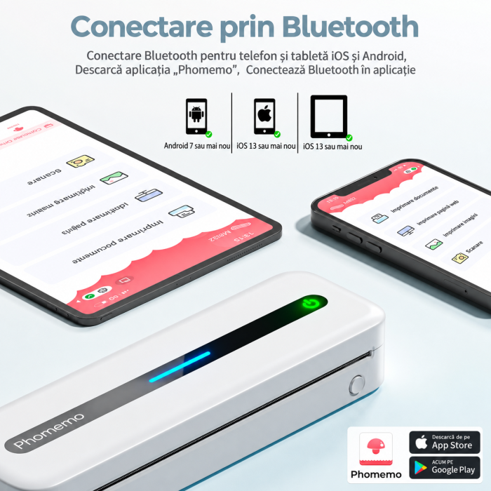 Phomemo M832 – Imprimanta portabila wireless A4, autocolante si etichete, alb. [2]