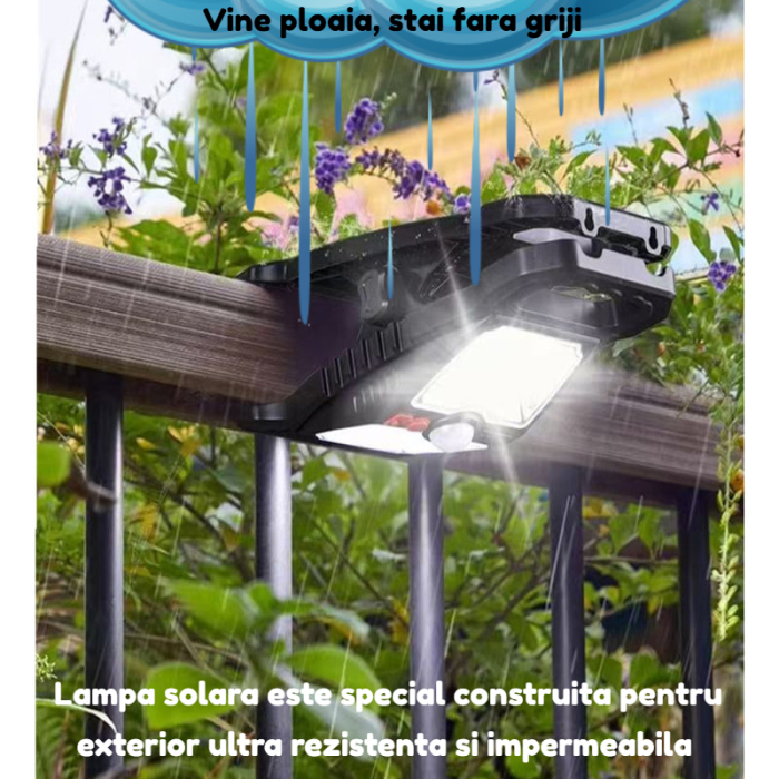 Lampa solara COB LED AdyMel® set 2 buc, cu senzor de miscare, clema, clip de prindere, lampi solare cu iluminare automata, reincarcare solara & USB Type-C, rezistenta la apa IP65, fara gauri, exterior [6]