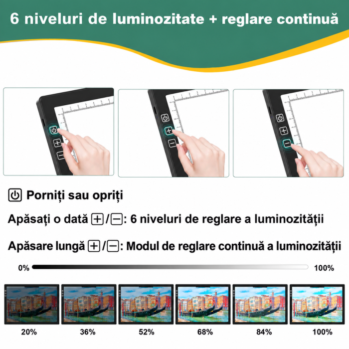 Placa de copiere A4 cu LED Adymel® – Diamond Painting, stand si geanta, negru. [6]