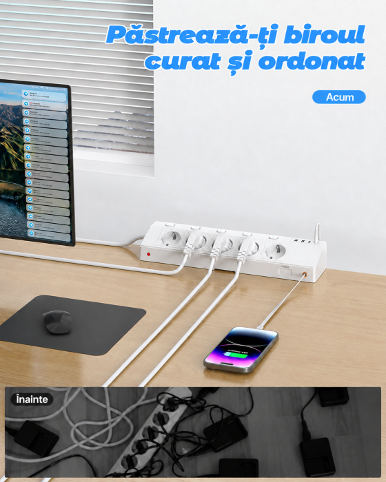Prelungitor Birou 10-in-1 cu Clema, USB-C PD 30W, 4000W [3]