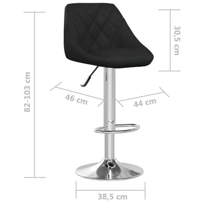 Set 2 scaune bar Premium, piele ecologica neagra, reglabile pe inaltime 82–103 cm, rotative 360°, cadru otel cromat, confortabile pentru bucatarie, bar sau dining, Gri [3]