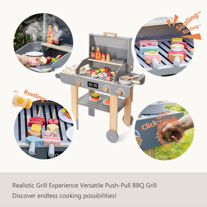 Set de joaca gratar din lemn pentru copii – jucarie BBQ realista cu accesorii si alimente – de la 3 ani – perfect pentru jocuri de rol si micii bucatari [7]