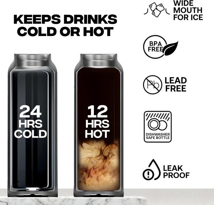 Sticla Termos cu Magnet AdyMel® suport pentru telefon, izolatie termoizolanta dubla, sala de fitness, deplasari, concedii, serviciu, soferi, Portocaliu [6]