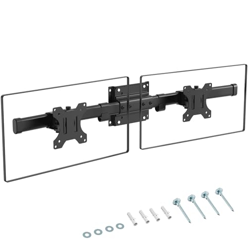 Suport 2 Monitoare 17–35 Inch pentru perete 10 kg/Brat, VESA 75/100, Reglabil, Rotire 180°, Inclinare, Adaptor Dual pentru brat monitor, Transforma Suportul Single in Dual, Negru [7]