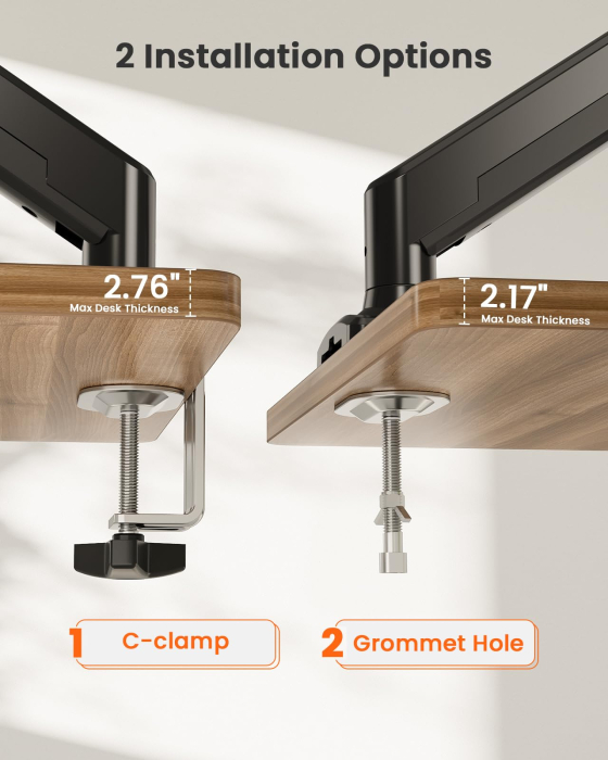 Suport monitor ErGear® 13–34 inch, brat reglabil cu arc pe gaz, sustine pana la 10 kg, compatibil VESA 75x75 si 100x100, 2 tipuri de montare, ideal pentru gaming si birou [3]