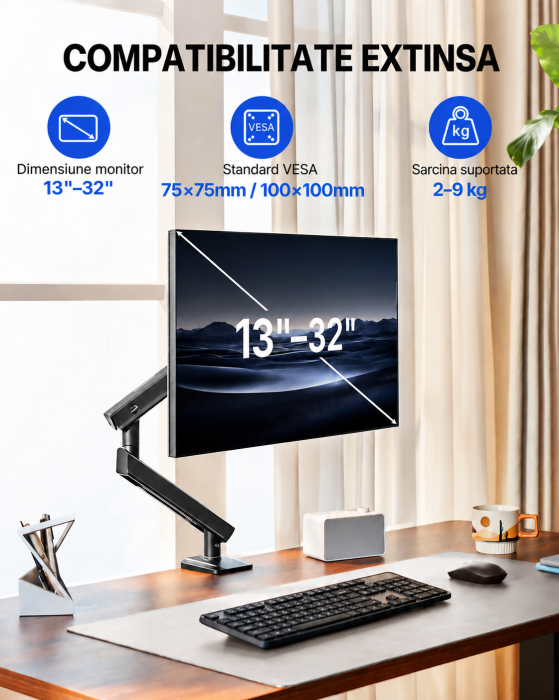 Suport Monitor FlowLift Pro 13-32 inch, 9 kg, VESA 75/100 [2]
