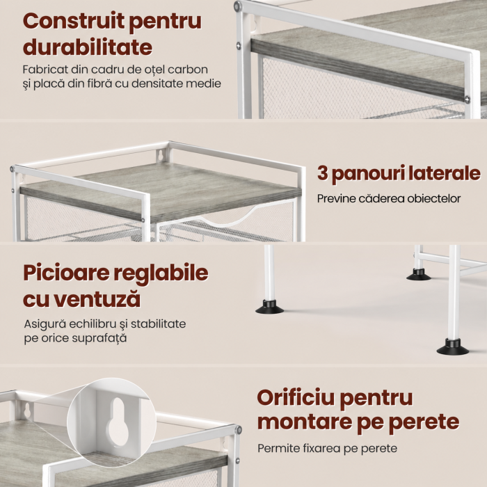 AM275 - Suport organizator bucatarie, suport cani, capsule cafea, ceai, zahar, statie aparat cafea cu sertar mare pentru depozitare si carlige extensibile, suport pentru 10 cani, organizator [3]