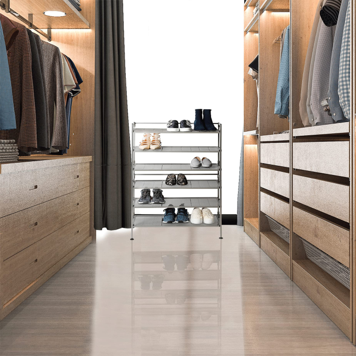 Suport pentru pantofi, depozitare incaltaminte Seville Classics®, Set 2 buc x 67.3 x 31 x 48.5 cm, demontabil, stivuibil, din otel satinat [5]