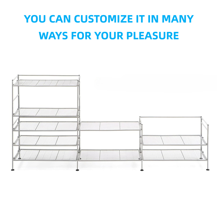 Suport pentru pantofi, depozitare incaltaminte Seville Classics®, Set 2 buc x 67.3 x 31 x 48.5 cm, demontabil, stivuibil, din otel satinat [3]