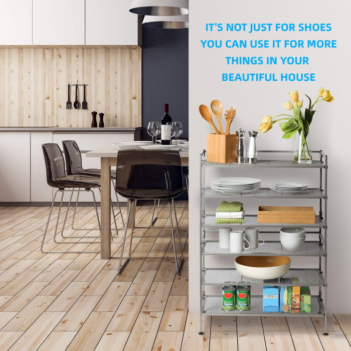 Suport pentru pantofi, depozitare incaltaminte Seville Classics®, Set 2 buc x 67.3 x 31 x 48.5 cm, demontabil, stivuibil, din otel satinat [6]