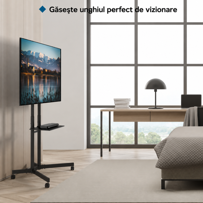 Suport TV Bontec® 32–85 inch – stand cu roti 360°, VESA 600x400, multifunctional. [6]