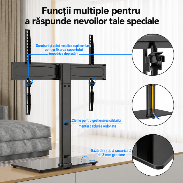 Suport TV Bontec® 26–65 inch – plat si curbat, VESA 600x400, multifunctional. [4]