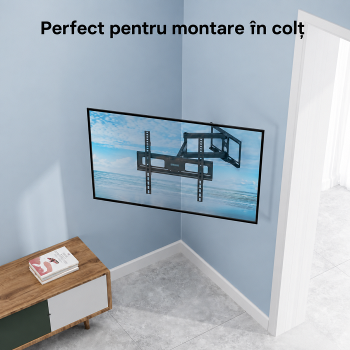 Suport TV Bontec® 26–60 inch – perete, VESA 400x400, inclinare si rotire, montare colt, negru. [6]