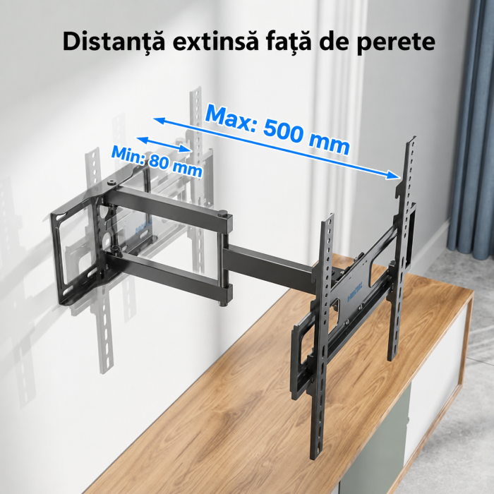 Suport TV Bontec® 26–60 inch – perete, VESA 400x400, inclinare si rotire, montare colt, negru. [3]