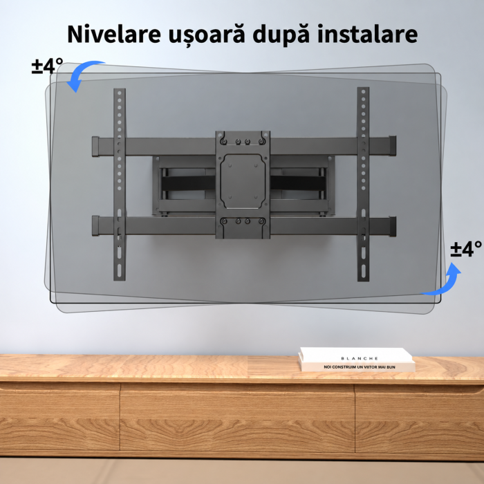 Suport TV Suptek® Premium – perete, 32–84 inch, VESA, inclinare si rotire, pana la 60 kg, negru. [4]