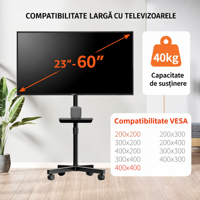 Suport televizor cu roti 23–60 inch [2]